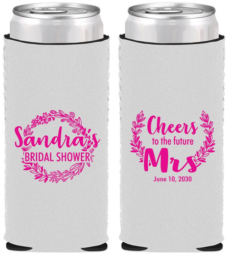 Custom Bridal Shower Neoprene Slim Can Coolers - Future Mrs | 100015
