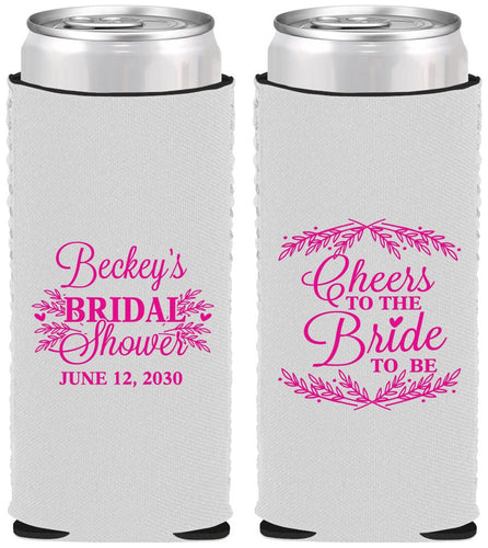 Custom Bridal Shower Neoprene Slim Can Coolers - Cheers To The Bride | 100019