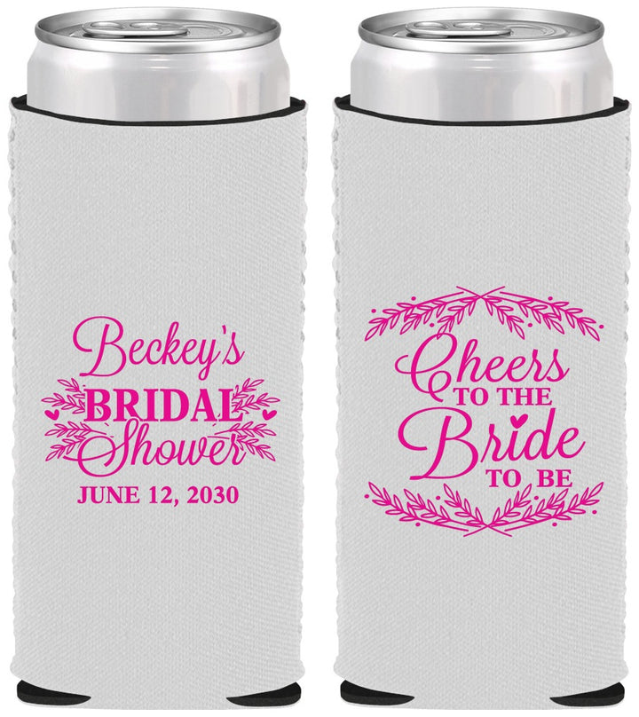 Custom Bridal Shower Neoprene Slim Can Coolers - Cheers To The Bride | 100019