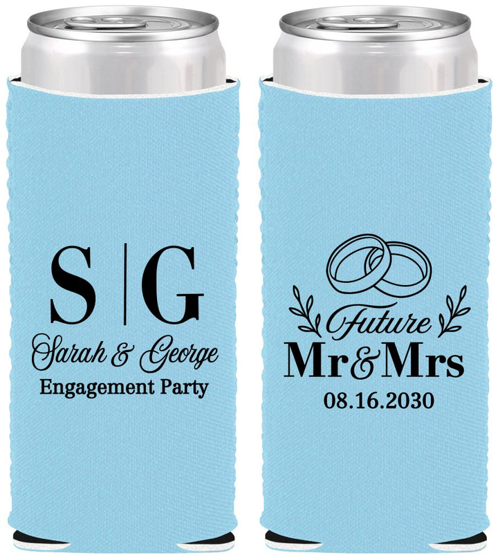 Custom Engagement Neoprene Slim Can Coolers - Future Mr And Mrs | 10002