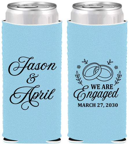 Custom Engagement Neoprene Slim Can Coolers - We Are Engaged | 10003