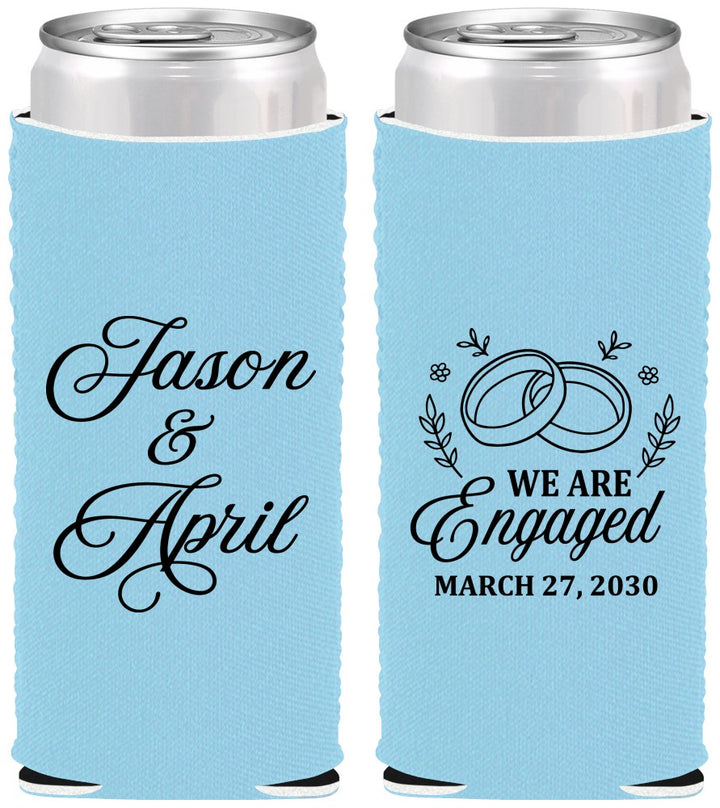 Custom Engagement Neoprene Slim Can Coolers - We Are Engaged | 10003