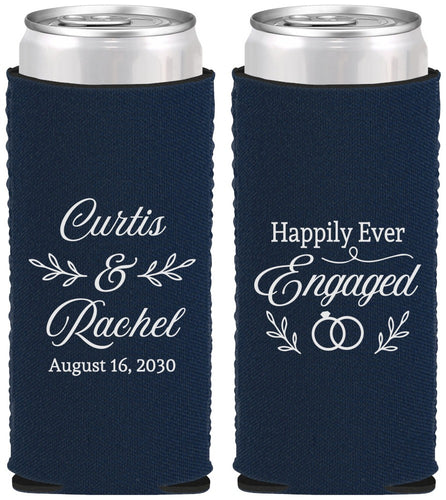 Custom Engagement Neoprene Slim Can Coolers - Happily Ever Engaged | 10004