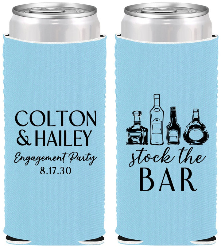 Custom Engagement Neoprene Slim Can Coolers - Stock The Bar | 10005