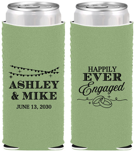 Custom Engagement Neoprene Slim Can Coolers - Happily Ever Engaged | 10006