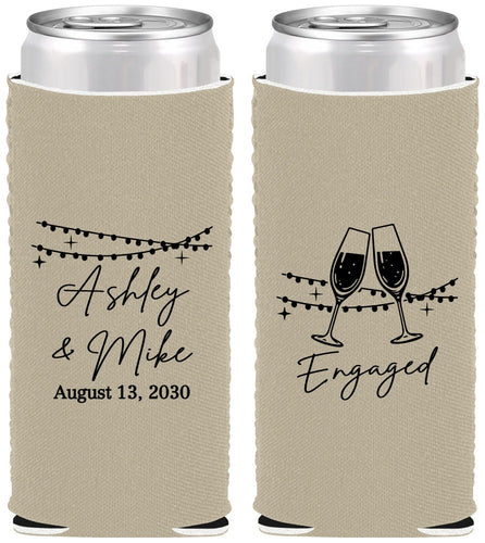 Custom Engagement Neoprene Slim Can Coolers - Engaged | 10007
