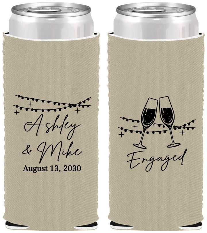 Custom Engagement Neoprene Slim Can Coolers - Engaged | 10007