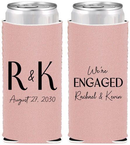 Custom Engagement Neoprene Slim Can Coolers - We Are Engaged | 10011
