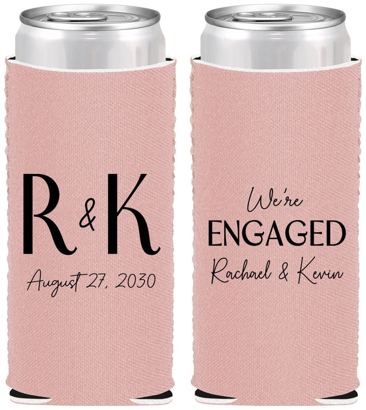 Custom Engagement Neoprene Slim Can Coolers - We Are Engaged | 10011