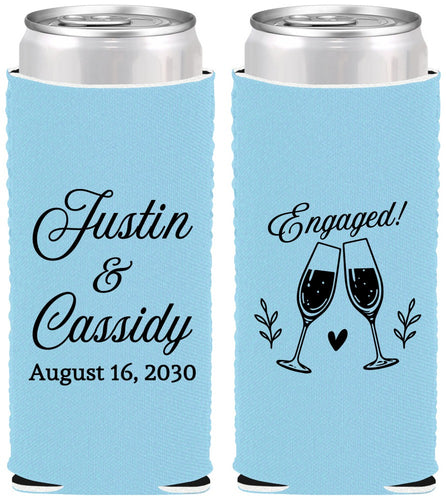 Custom Engagement Neoprene Slim Can Coolers - Engaged | 10013
