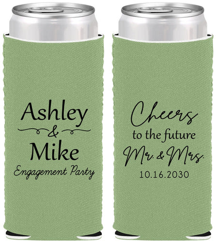 Custom Engagement Neoprene Slim Can Coolers - Future Mr And Mrs | 10014