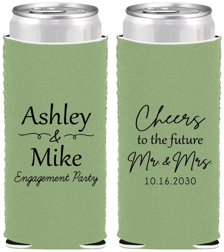 Custom Engagement Neoprene Slim Can Coolers - Future Mr And Mrs | 10014
