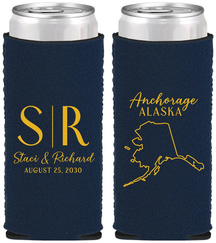 Custom Wedding Neoprene Slim Can Coolers - Alaska | 101