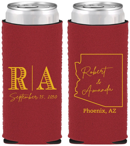 Custom Wedding Neoprene Slim Can Coolers - Arizona | 102