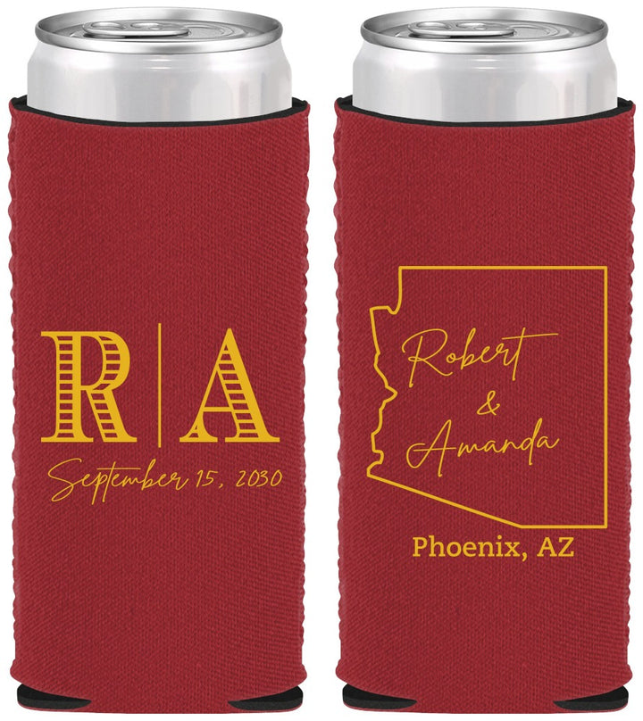 Custom Wedding Neoprene Slim Can Coolers - Arizona | 102