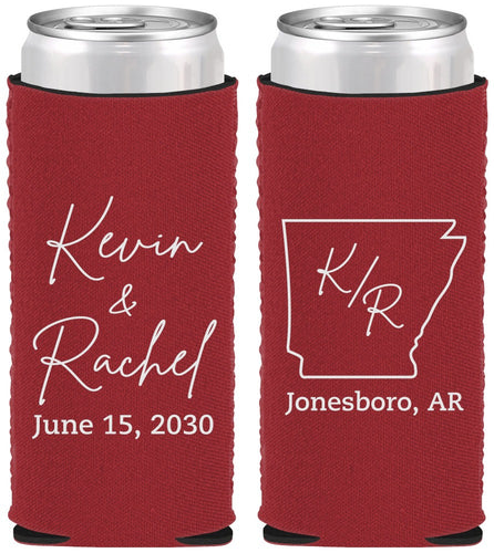 Custom Wedding Neoprene Slim Can Coolers - Arkansas | 103
