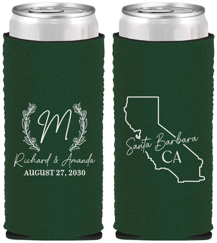 Custom Wedding Neoprene Slim Can Coolers - California | 104