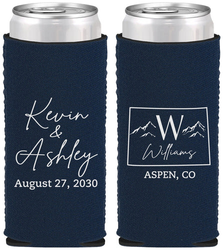 Custom Wedding Neoprene Slim Can Coolers - Colorado | 105