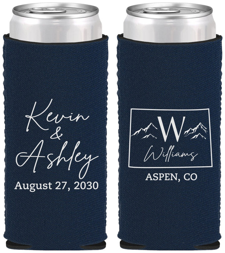Custom Wedding Neoprene Slim Can Coolers - Colorado | 105