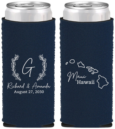 Custom Wedding Neoprene Slim Can Coolers - Hawaii | 110