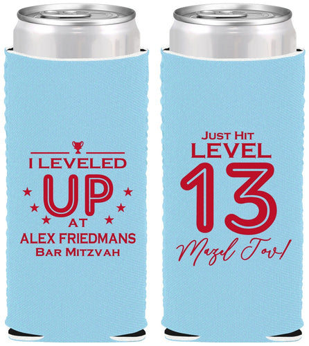 Custom Bar Mitzvah Neoprene Slim Can Coolers - 13th Birthday Video Game | 110014