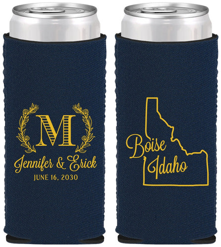Custom Wedding Neoprene Slim Can Coolers - Idaho | 111