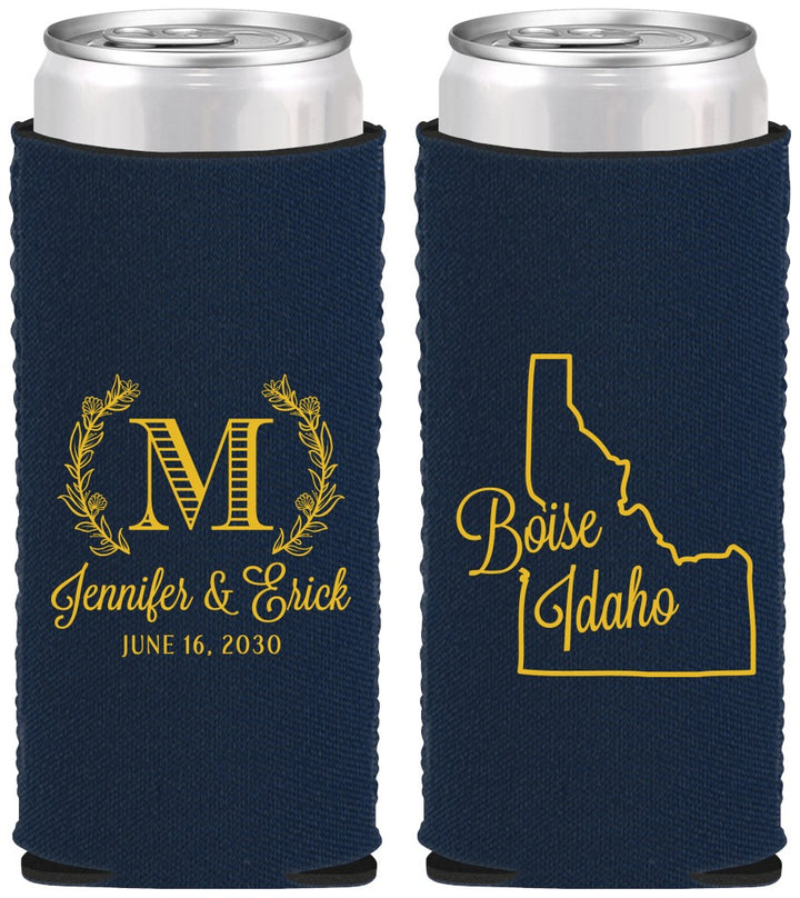 Custom Wedding Neoprene Slim Can Coolers - Idaho | 111