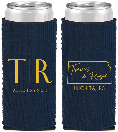 Custom Wedding Neoprene Slim Can Coolers - Kansas | 115