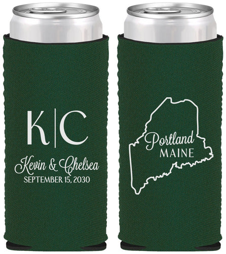 Custom Wedding Neoprene Slim Can Coolers - Maine | 118