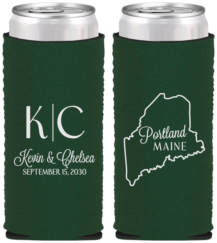Custom Wedding Neoprene Slim Can Coolers - Maine | 118