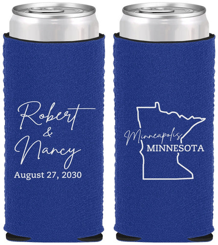 Custom Wedding Neoprene Slim Can Coolers - Minnesota | 122