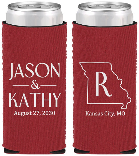 Custom Wedding Neoprene Slim Can Coolers - Missouri | 124