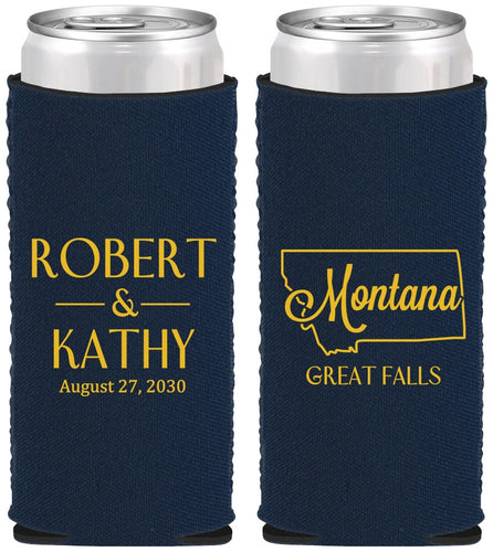Custom Wedding Neoprene Slim Can Coolers - Montana | 125