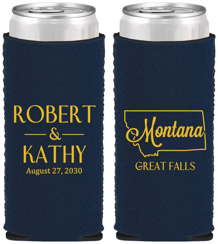 Custom Wedding Neoprene Slim Can Coolers - Montana | 125