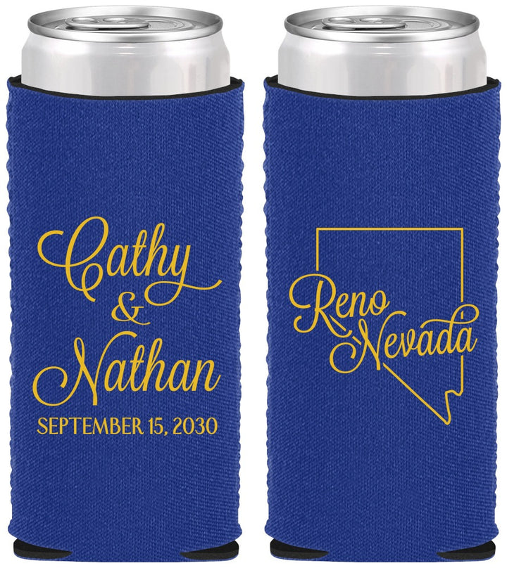 Custom Wedding Neoprene Slim Can Coolers - Nevada | 127