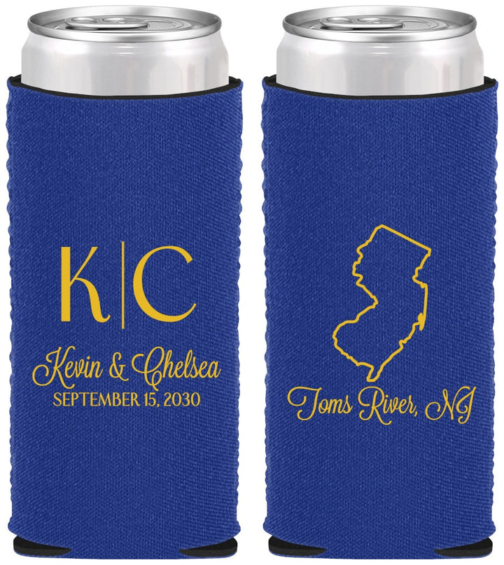 Custom Wedding Neoprene Slim Can Coolers - New Jersey | 129