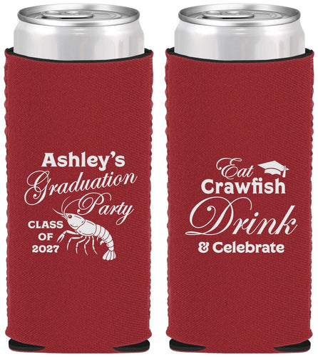 Custom Graduation Neoprene Slim Can Coolers - Class Of 2027 Crawfish Boil | 130000