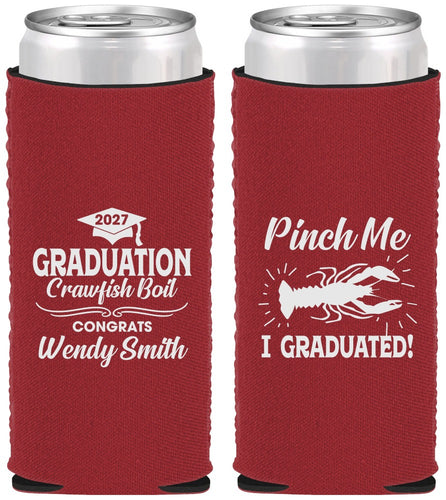 Custom Graduation Neoprene Slim Can Coolers - Class Of 2027 Crawfish Boil | 130001