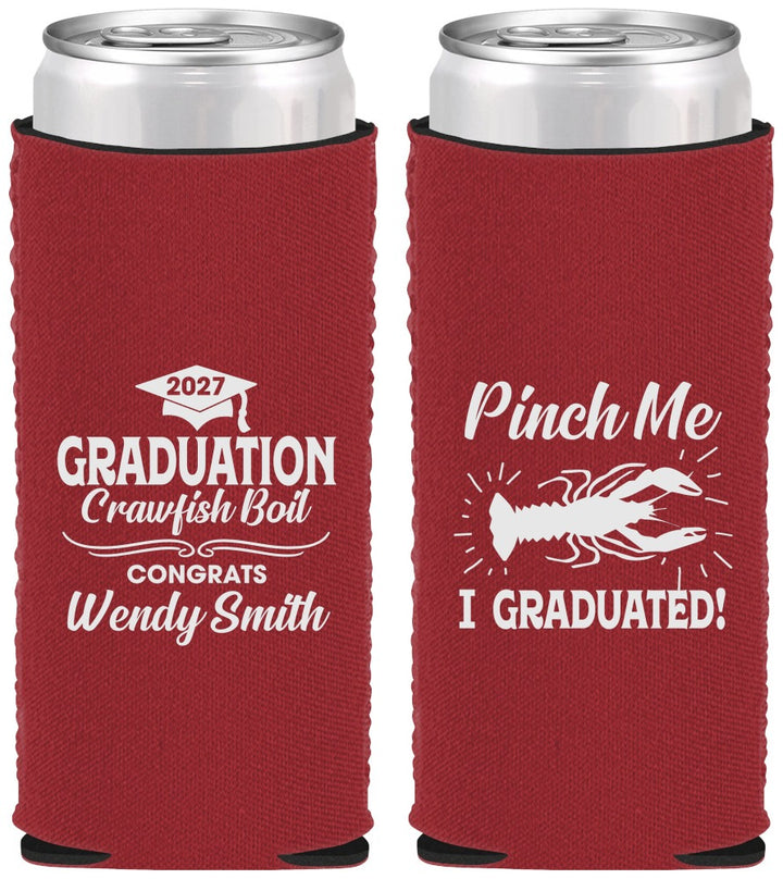 Custom Graduation Neoprene Slim Can Coolers - Class Of 2027 Crawfish Boil | 130001