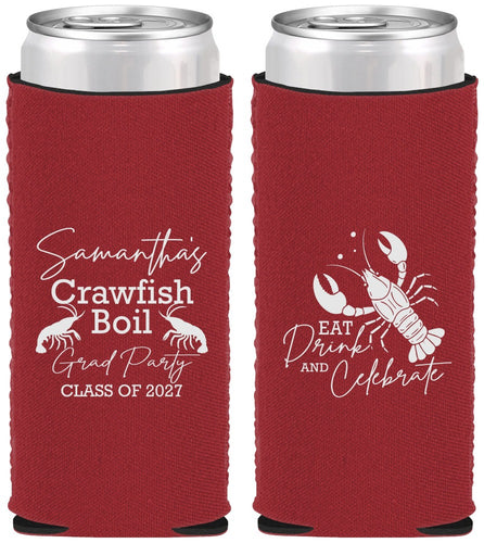 Custom Graduation Neoprene Slim Can Coolers - Class Of 2027 Crawfish Boil | 130002