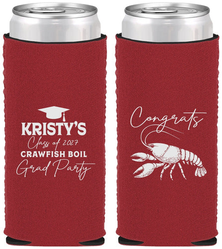 Custom Graduation Neoprene Slim Can Coolers - Class Of 2027 Crawfish Boil | 130003