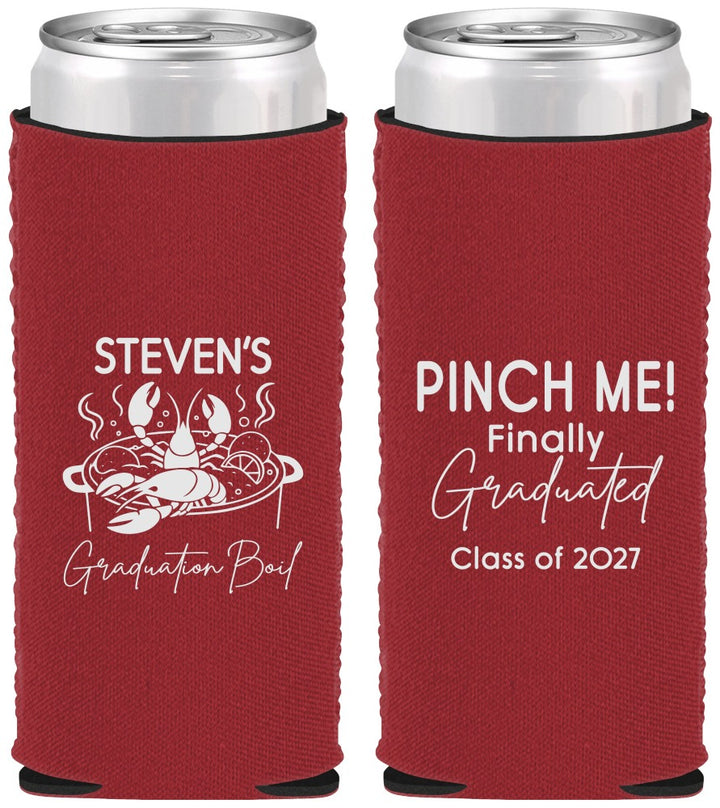 Custom Graduation Neoprene Slim Can Coolers - Class Of 2027 Crawfish Boil | 130004
