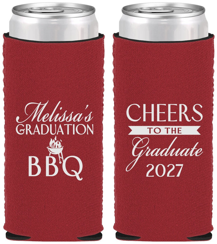 Custom Graduation Neoprene Slim Can Coolers - Class Of 2027 Bbq | 130006