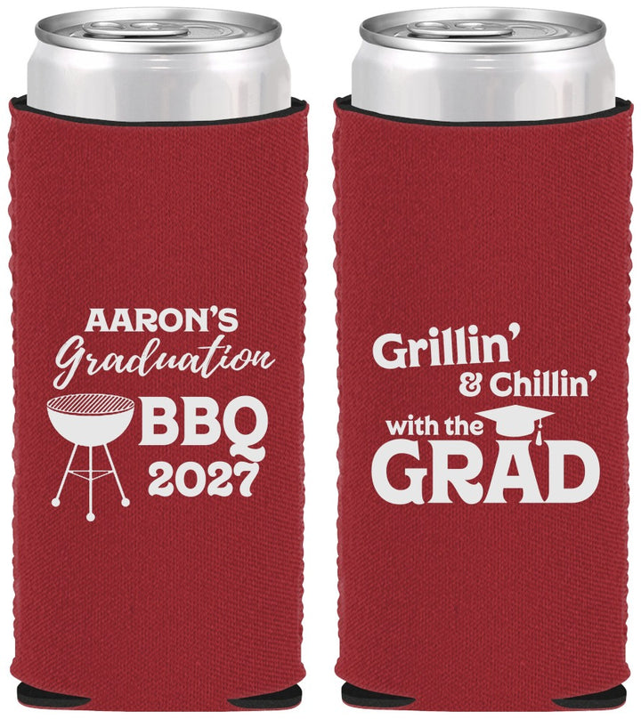 Custom Graduation Neoprene Slim Can Coolers - Class Of 2027 Bbq | 130007