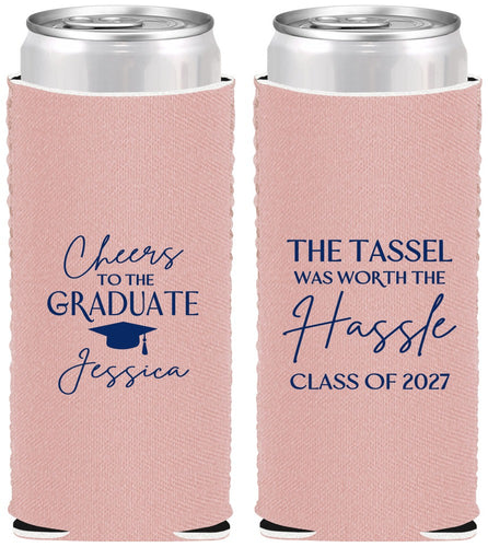 Custom Graduation Neoprene Slim Can Coolers - Class Of 2027 Tassel Hassel | 130010