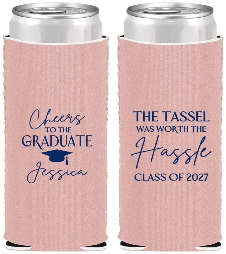 Custom Graduation Neoprene Slim Can Coolers - Class Of 2027 Tassel Hassel | 130010