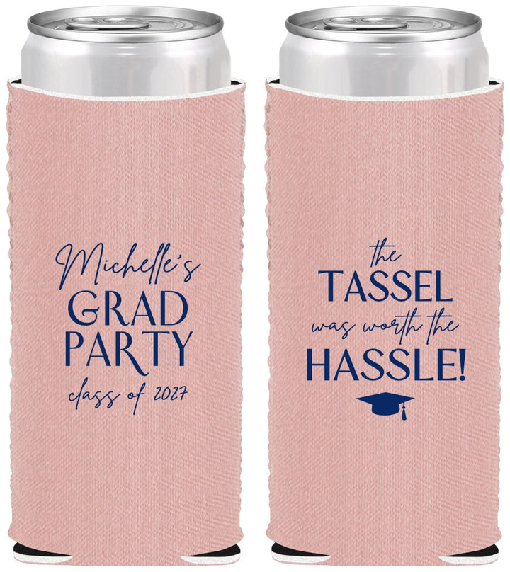 Custom Graduation Neoprene Slim Can Coolers - Class Of 2027 Tassel Hassel | 130011