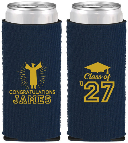 Custom Graduation Neoprene Slim Can Coolers - Class Of 2027 Congratulations | 130024