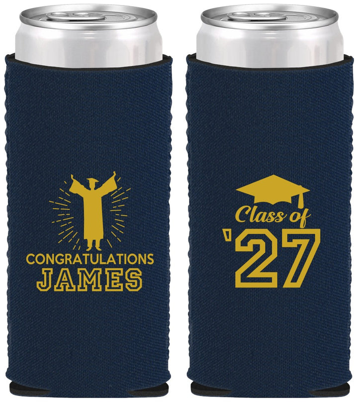 Custom Graduation Neoprene Slim Can Coolers - Class Of 2027 Congratulations | 130024