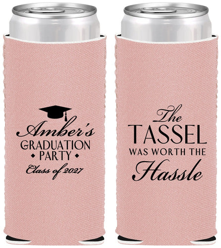 Custom Graduation Neoprene Slim Can Coolers - Class Of 2027 Tassel Hassel | 130030